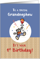 Grandnephew 1st Birthday with Teddy Bear and Balloon card