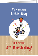 Little Boy 3rd Birthday with Teddy Bear Balloon card