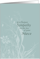 Sympathy Loss of Niece with Wildflowers and Leaves Condolences card