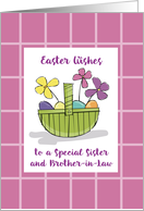 Sister and Brother in Law Easter Wishes Basket with Eggs and Flowers card