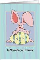 Easter To Some Bunny Special with Cute Rabbit Holding Egg card