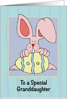 Granddaugher Ear Resistible Easter Bunny with Colored Egg Holiday card