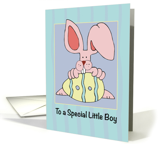 Little Boy Ear Resistible Easter Bunny with Colored Egg card (376693)