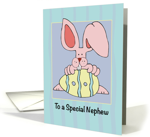 Nephew Ear Resistible Easter Bunny with Colored Egg Holiday card