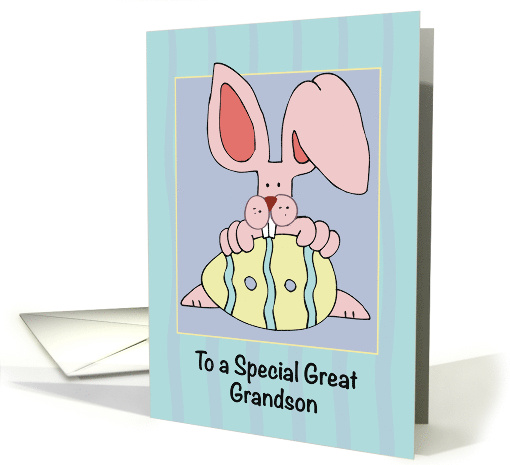 Great Grandson Easter with Ear Resistible Bunny and Colored Egg card