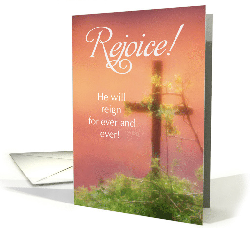 Friend Rejoice Easter with Cross and Plants Religious card (377543)