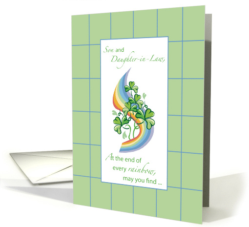 Son and Daughter in Law Rainbow and Shamrocks St Patricks Day card