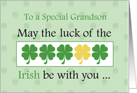 Grandson Luck Of The Irish Shamrocks St Patricks Day card