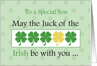 Son Luck Of The Irish and Shamrocks St Patricks Day Holiday card