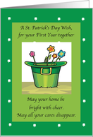 First Year Together St. Patricks Day Hat with Flowers card