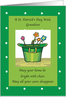 Grandson St Patricks Day Hat and Flowers card