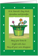 Grandma and Grandpa St Patricks Day Hat and Flowers card