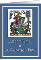 Greetings on St Georges Day Blue card