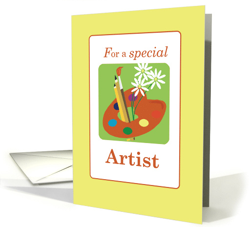 Grandson Special Artist Thank You Palette Flowers Pencils card