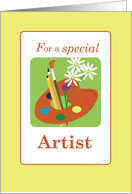 Grandson Special Artist Thank You Palette Flowers Pencils card