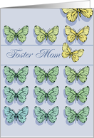 Foster Mom on Mothers Day with Rows of Butterflies on Sky Blue card