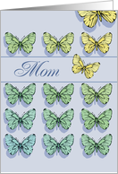 Mom on Mothers Day with Rows of Butterflies on Sky Blue card