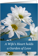 My Wife on Mothers Day with White Daisies on Blue Sky card