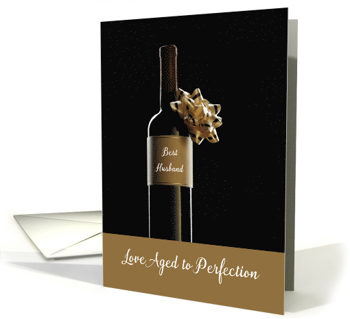Husband Happy Anniversary Wine Bottle with Bow card (406719)