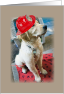 Fathers Day from Golden Retriever Dog with Fire Hat card