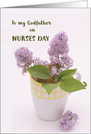Godfather Nurses Day with Lilacs in Coffee Mug Vase card
