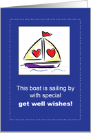 Appendix Surgery Get Well with Sailboat on Blue card