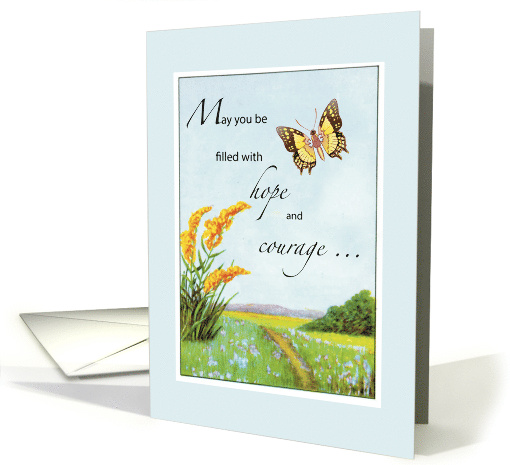 Cancer Patient Get Well Butterfly and Countryside card (418548)
