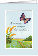 Liver Transplant Religious Get Well with Butterfly and Countryside card