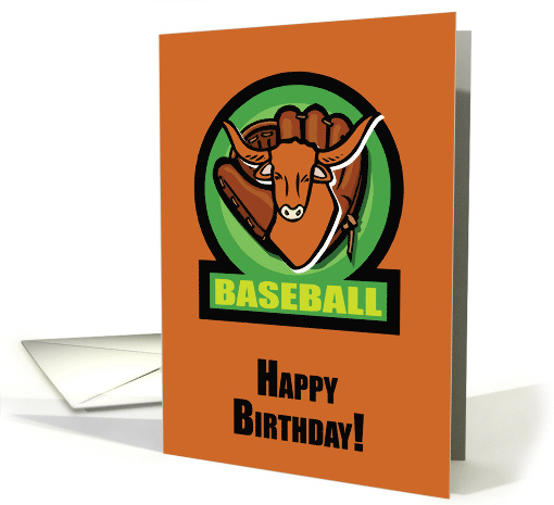 Birthday Longhorn Baseball Orange and Green card (430593)