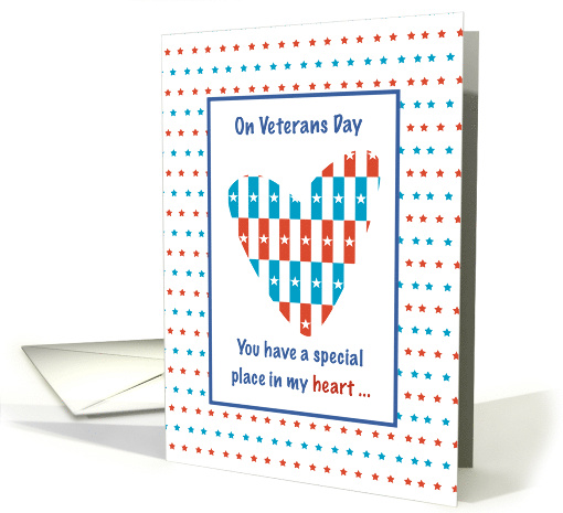 Veteran Thank You with Heart in Red White and Blue Military card