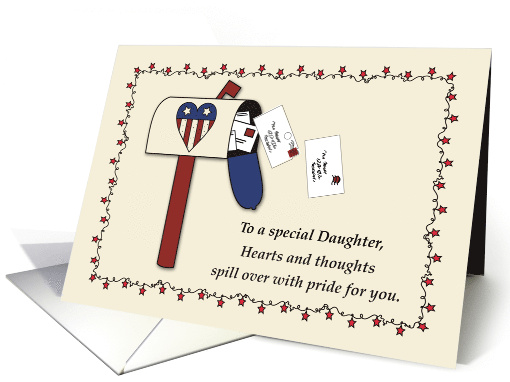 Daughter Military Miss You Patriotic Mailbox with American Flag card