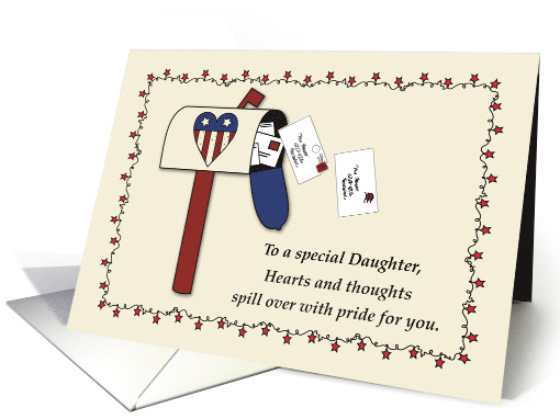 Daughter Military Birthday Patriotic Mailbox with American Flag card