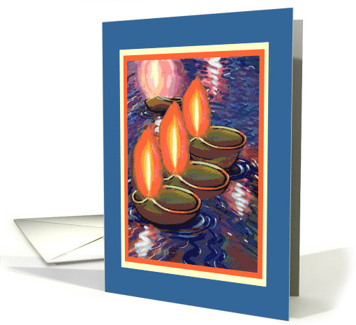 Diwali Three Floating Candles Holiday India card (457756)