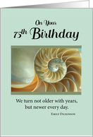 75th Birthday with Spiral Seashell on Soft Green card