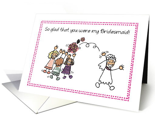Bridesmaid Thank You with Stick Figures Wedding card (464156)