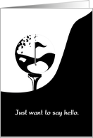 Hello Black and White Golf Theme card