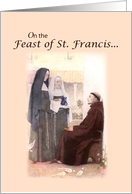 St. Francis of Assisi Feast with Saint Nuns and Doves Religious card