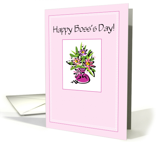 Boss's Day with Pink Bouquet for Woman card (487438)