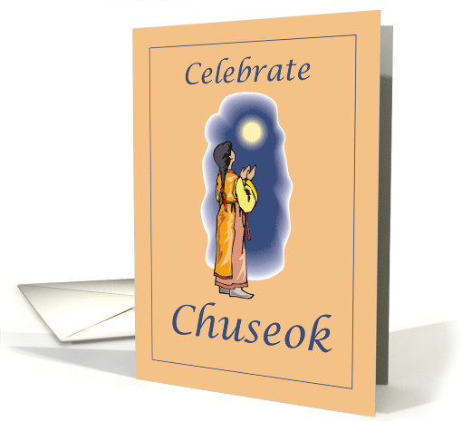 Moon and Girl Chuseok Korean Festival Harvest card (500655)