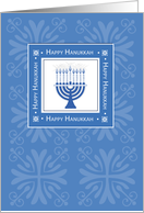 Hanukkah Wishes Blue Menorah Jewish Holiday card