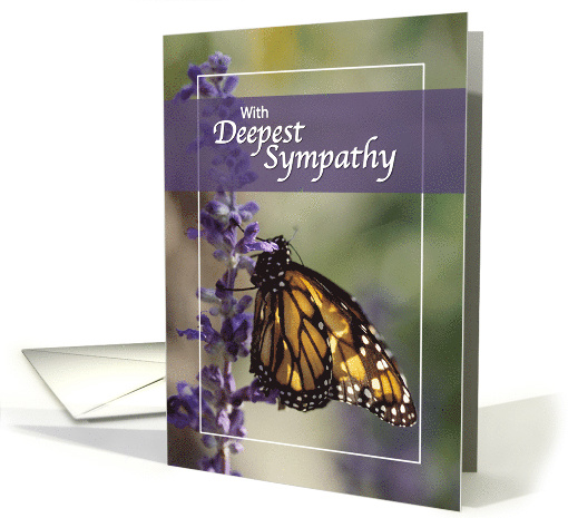 Deepest Sympathy Monarch Butterfly with Purple Flowers card (527719)