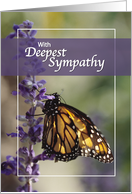 Deepest Sympathy Monarch Butterfly with Purple Flowers card