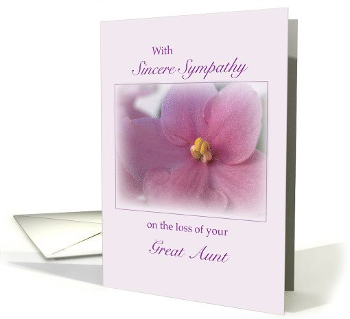 Loss of Great Aunt Flower Sympathy Soft Violet card (527739)