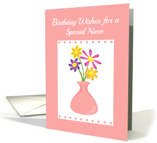 Niece Birthday Brightly Colored Flowers in Vase card (538979)