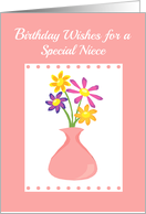 Niece Birthday Brightly Colored Flowers in Vase card