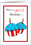 Patriotic Birthday with Cupcakes and Candles card