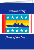 Veterans Day Thank You Naval Military Ship with Blue Background card