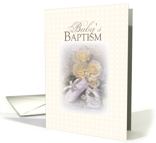 Baptism Invitation with Baby Shoes and Roses card (539029)