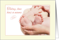 Baby Announcement Feet Religious card