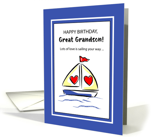 Boat Great Grandson Birthday card (544223)